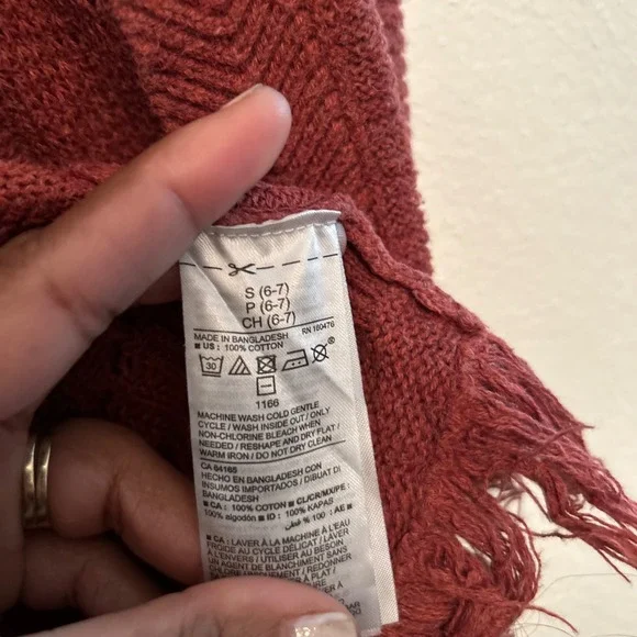 Old Navy Girls Cardigan Sweater Fringe Knit Rust S (6-7) Kid Apparel - Picture 3 of 5